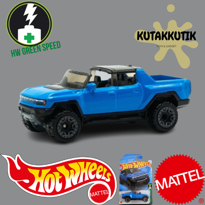 Hotwheels Mobil Jip Listrik GMC Hummer EV Biru Lot C 2024 HW Green Speed