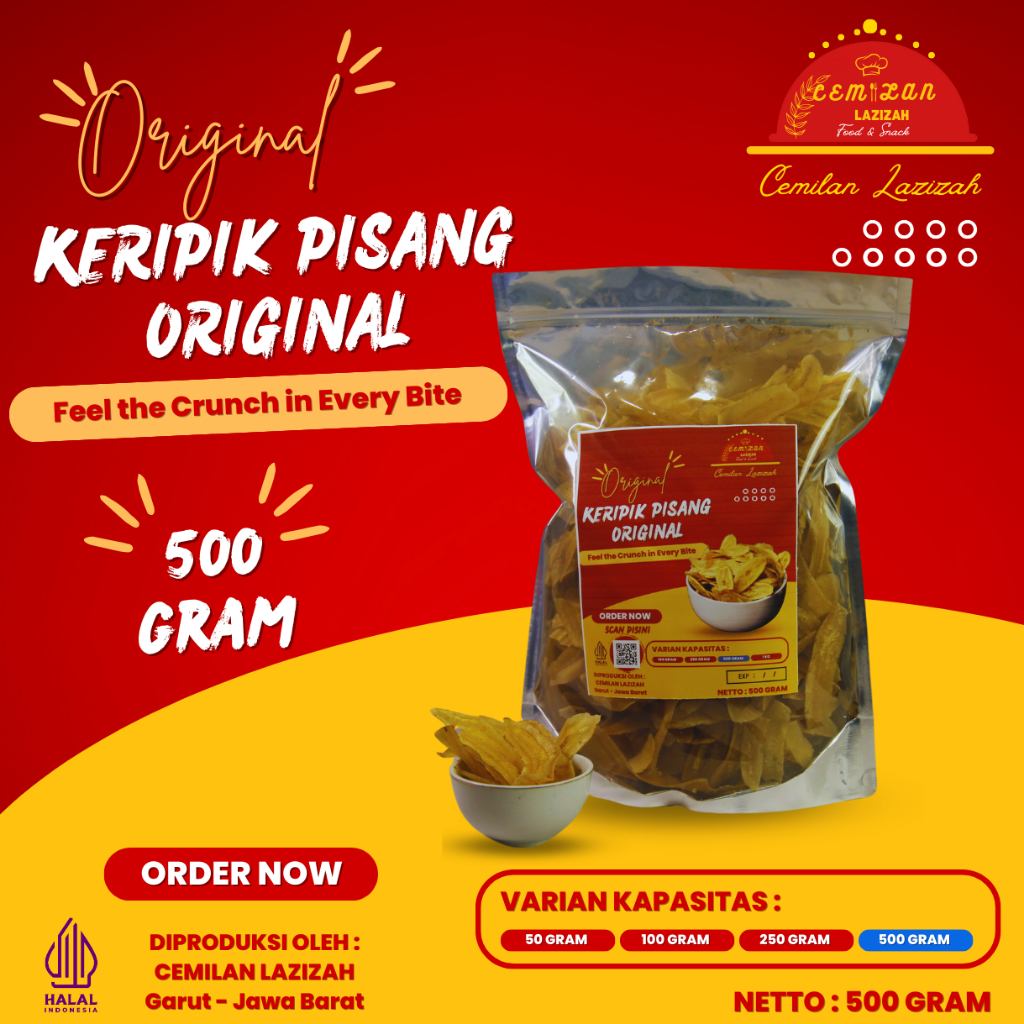 

500 gr Keripik Pisang Asin Gurih Renyah Original Kiloan Snack Viral Jajanan Jadul Makanan Ringan Santai Ukuran Kecil