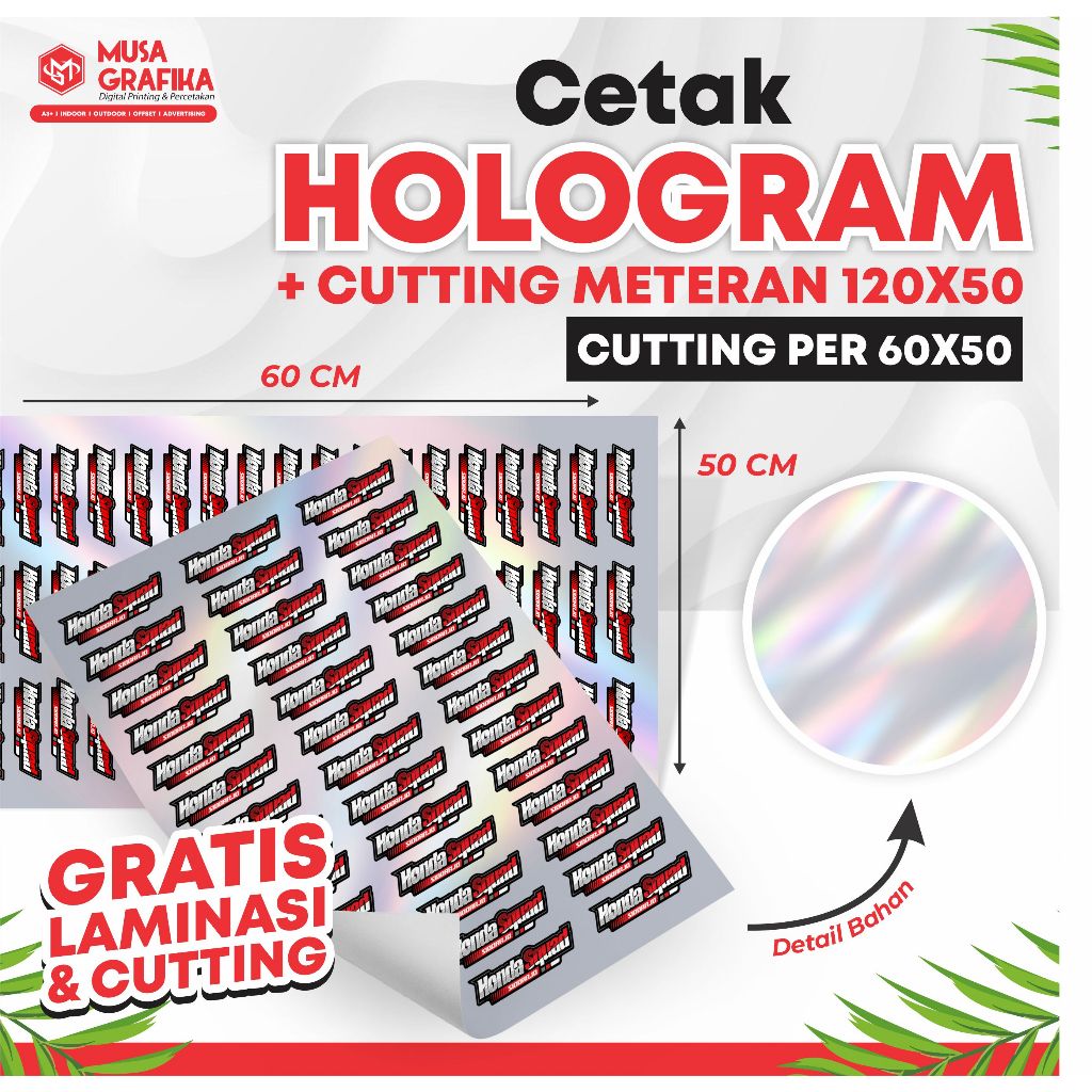 

CETAK STIKER HOLOGRAM METERAN 120X50 - FREE CUTTING PUTUS & LAMINASI