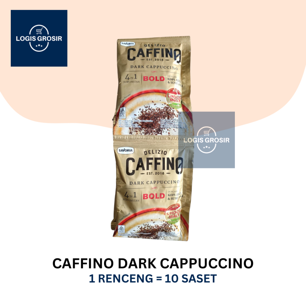 

Caffino Delizio Dark Cappuccino Bold Renceng 4 in 1 10 Sachet Pcs Kopi