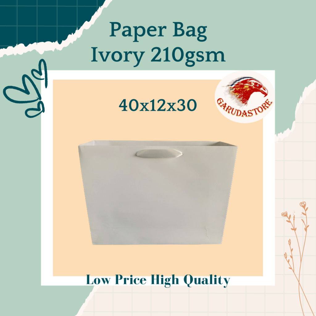 

Paper Bag Polos Putih , Paperbag Polos Murah Bahan Ivory 210gsm Size Besar
