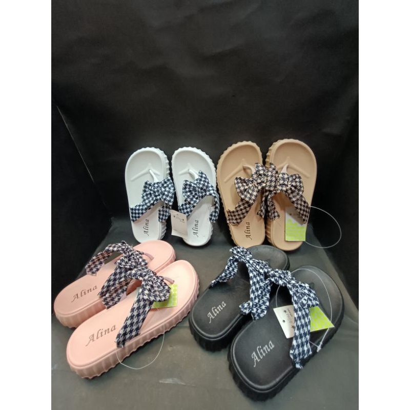 sandal wanita jepit tali pita karet jelly