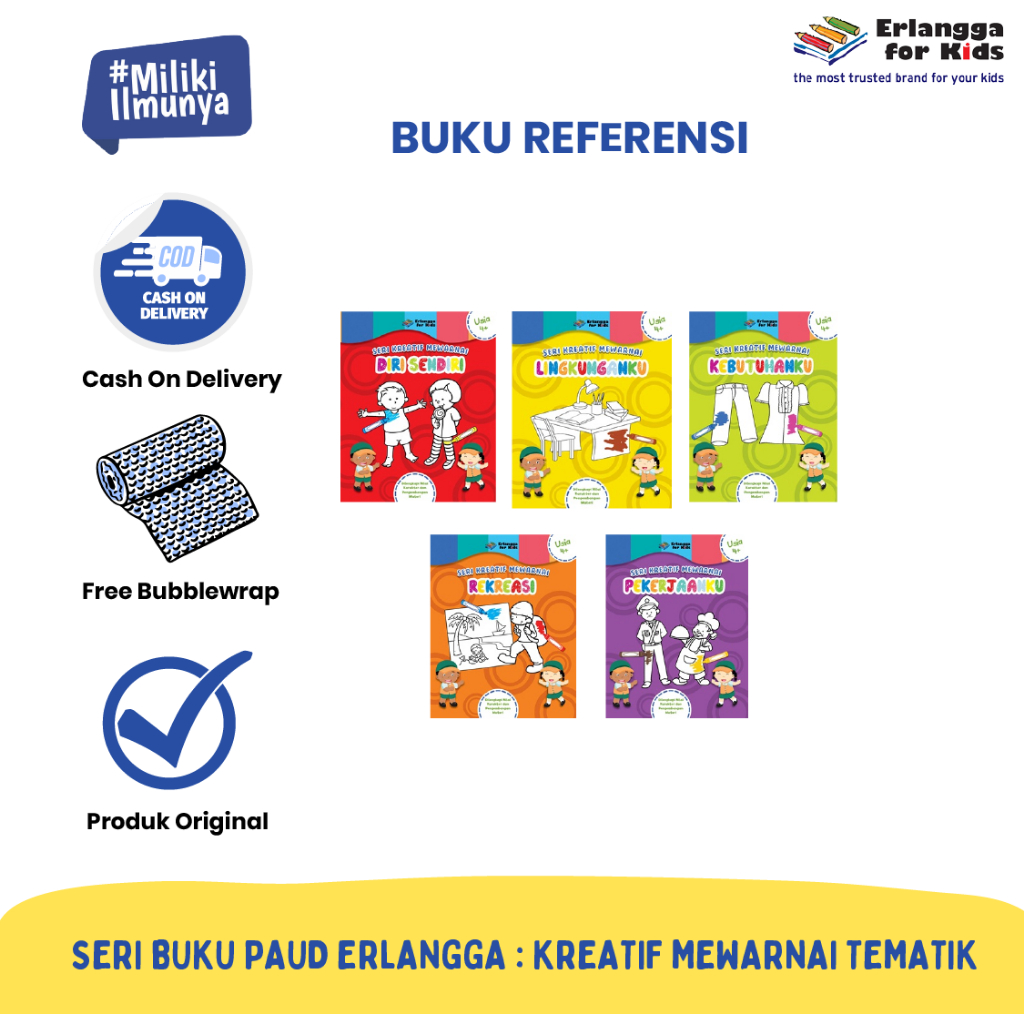 [Erlangga] Buku Aktivitas Anak: Kreatif Mewarnai Tematik