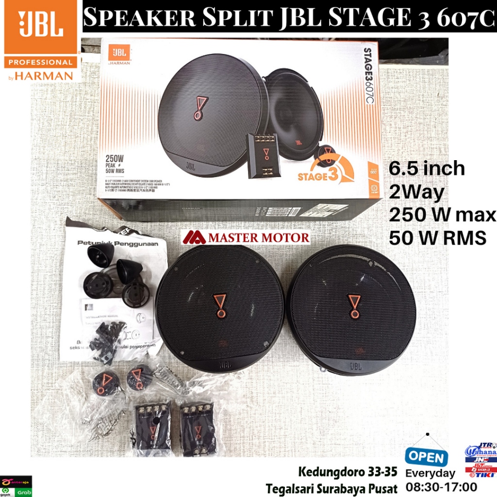 Speaker Split JBL Stage 3 607C 6.5" 2Way 250 W Max 3 Ohm universal Speaker Pintu Audio Mobil Avanza 