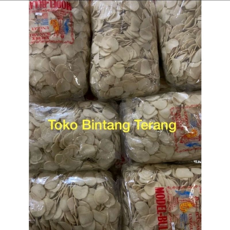 

[Kargo] Kerupuk unggul 5 kg/krupuk panggul 5 kg ikan asli cap unggul model bulat 1 bal ball dus 5 kg
