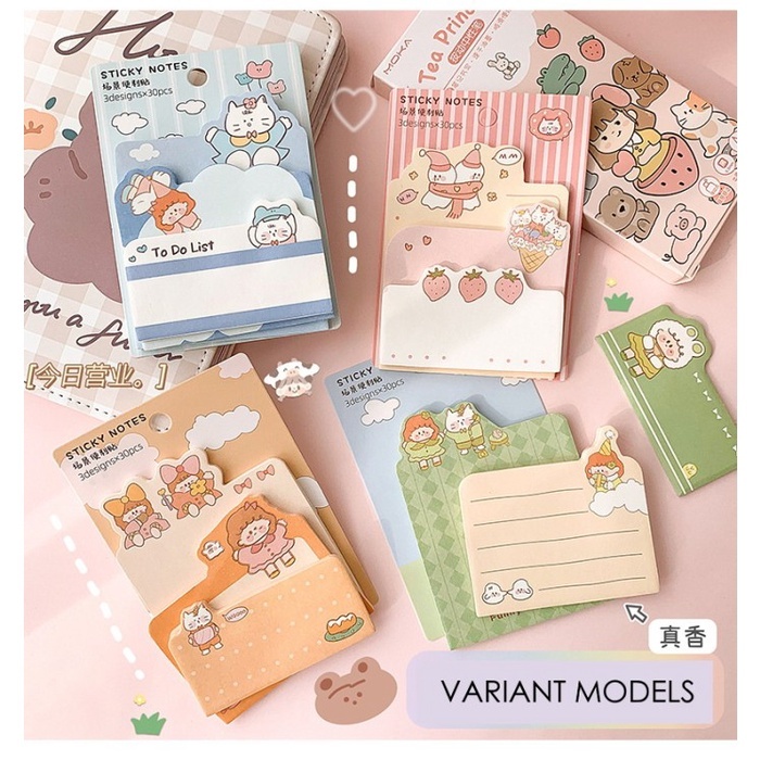 

3 set Sticky Note aesthetic Happy little girl 90 lembar