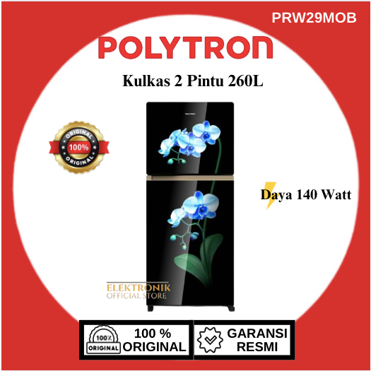 POLYTRON Kulkas 2 Pintu PRW-29MOB 260L/PRW-29MOB/PRW 29MOB/POLYTRON KULKAS 2 PINTU/POLYTRON KULKAS 2