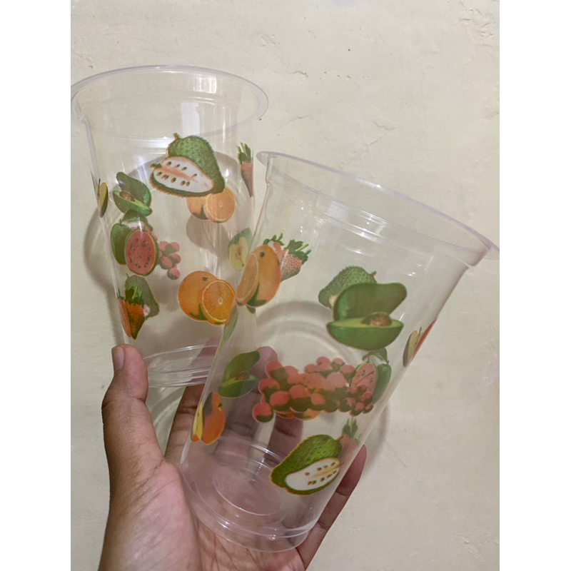 Cup/gelas teh poci print Buah 16oz starindo (50pcs)
