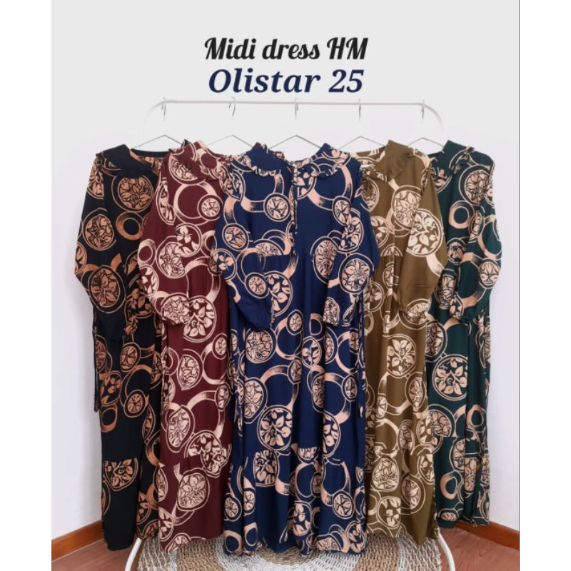 DRESS MIDI JUMBO HM OLISTAR/DRESS MIDI JUMBO/DRESS MIDI WANITA/ DRESS MIDI