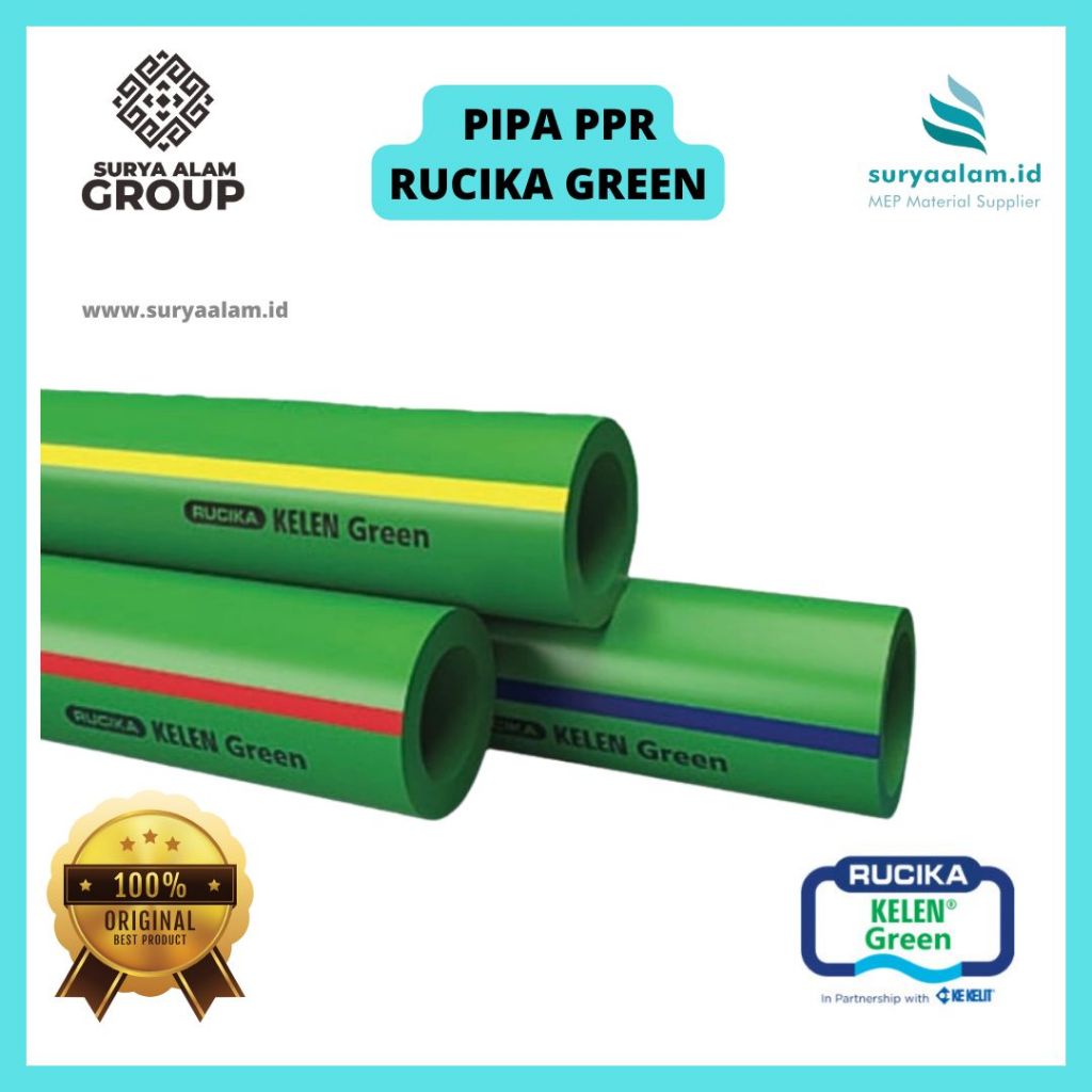 PIPA PPR PN16 1 1/4" RUCIKA GREEN | 40MM | 4 METER | PIPA AIR PANAS RUCIKA KELEN  Deskripsi Produk: 