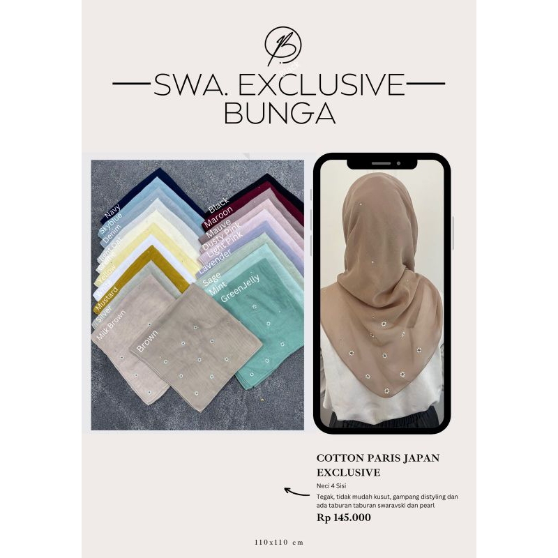 Jilbab Paris Exclusive Bunga