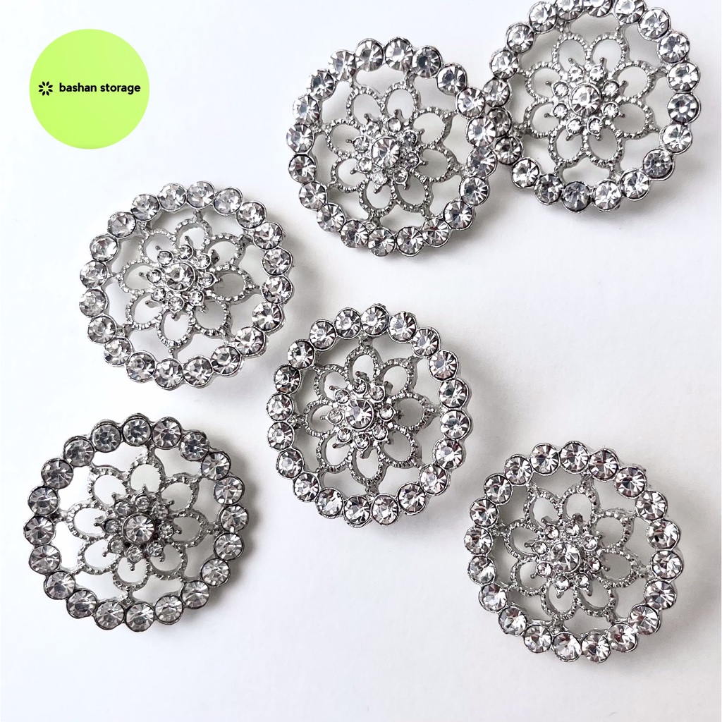 BELLE - kancing ZIRCON korea mewah 2,5cm silver, kancing hias bling2, kancing rhinestone, kancing fa