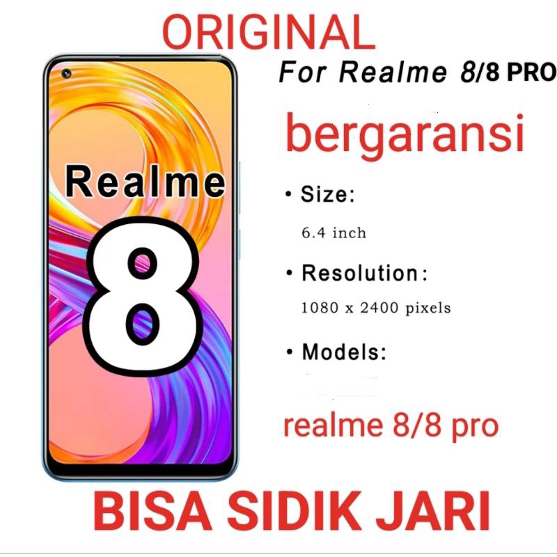 LCD TOUCHSCREEN REALME 8 -  8 PRO - RMX3081 - RMX3085 ORi bisa FINGERPRINT