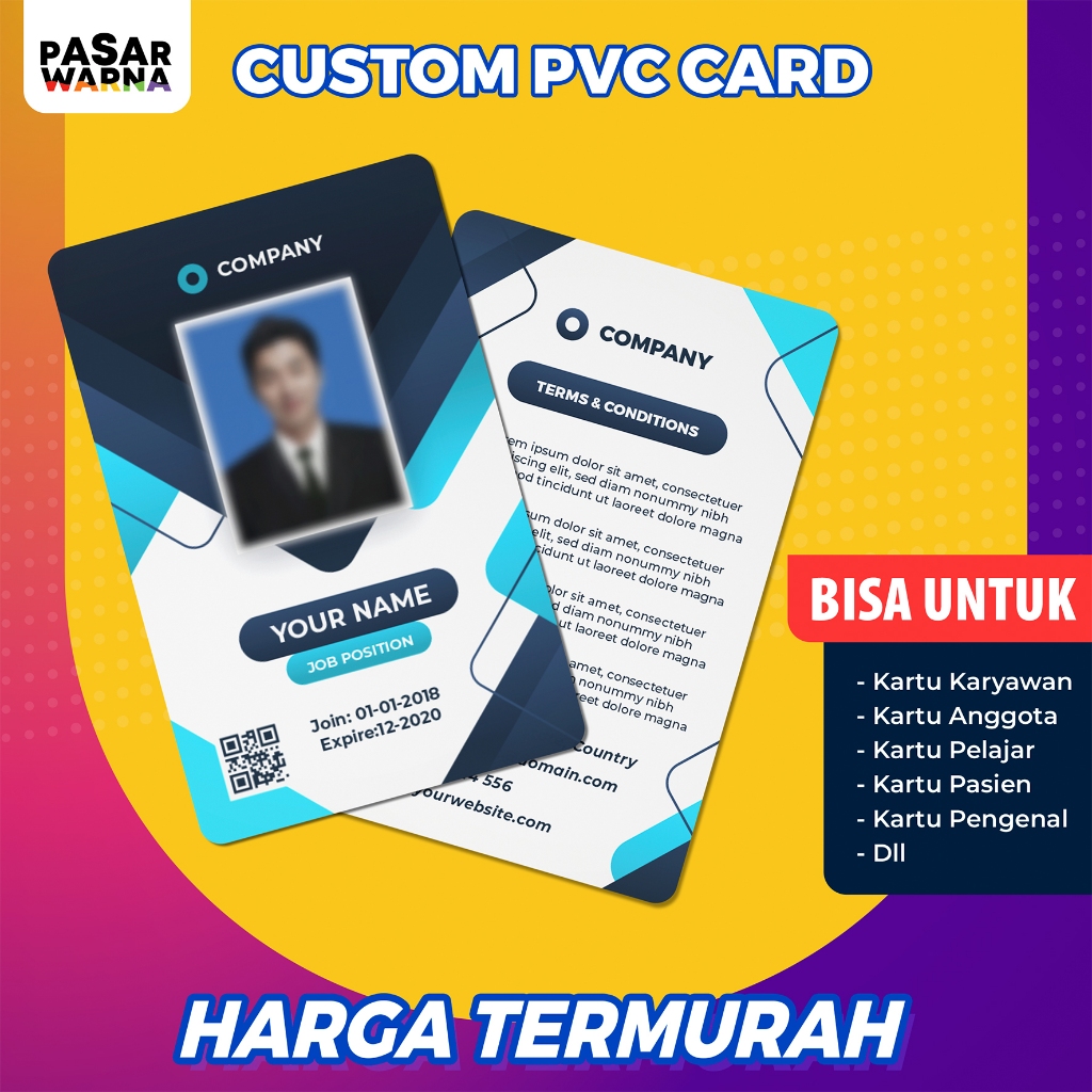 

Cetak ID Card / Plastic PVC / Kartu Member / ID Card Karyawan 1 SISI