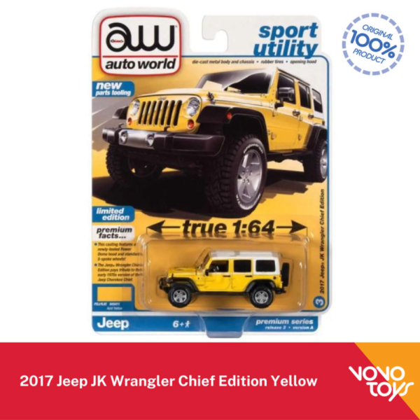 Promo Autoworld 1/64 2017 Jeep JK Wrangler Chief Edition Yellow Berkualitas