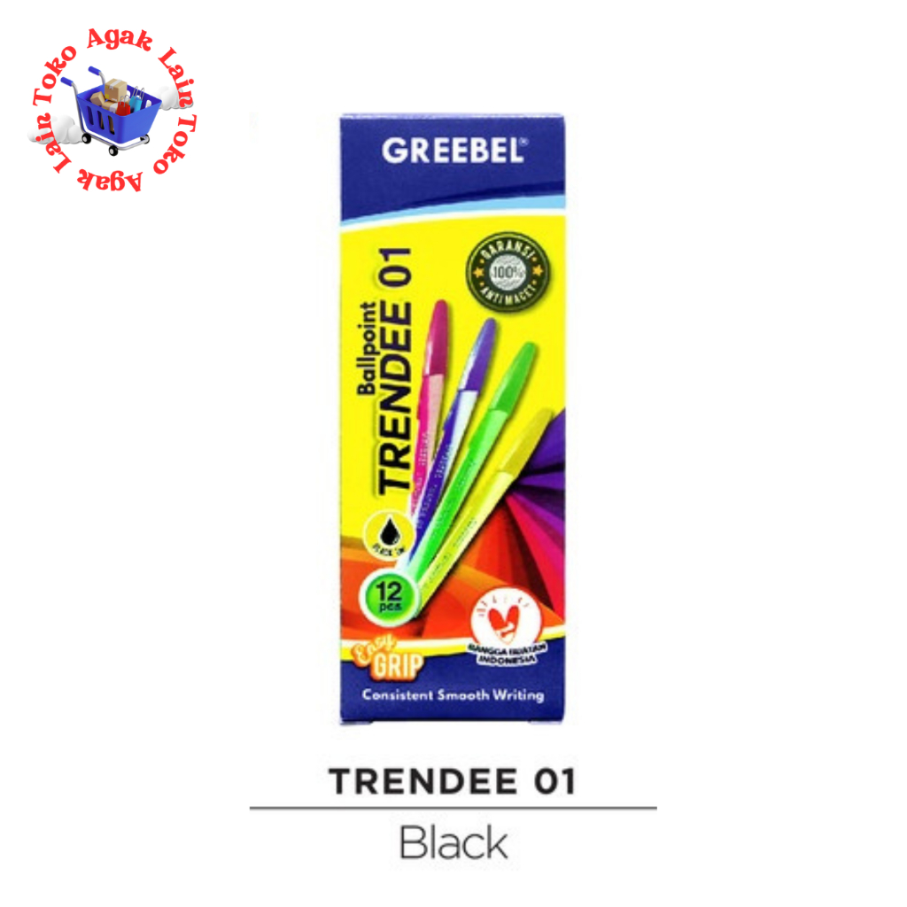 

Bolpen Greebel Ballpen Trendee 01 Isi 12 Hitam / Pack