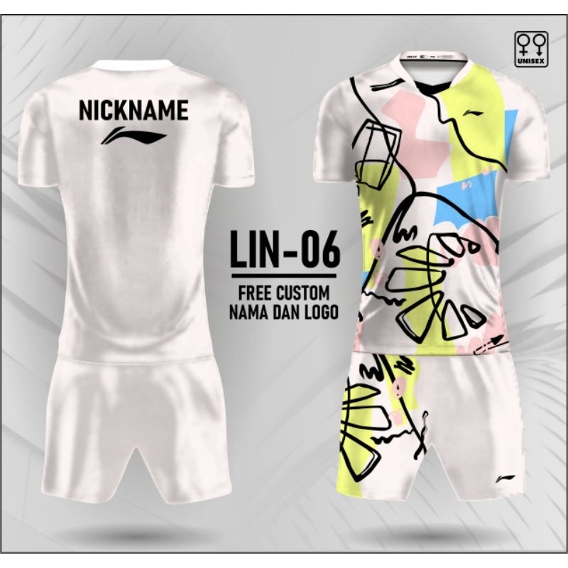 set jersey celana badminton Lining kaos baju bulutangkis LIN