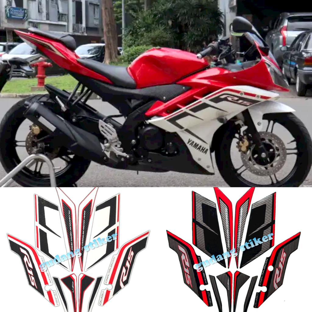 STIKER STRIPING LIS LES BODY MOTOR YAMAHA R15 2015 2016 V2 STANDAR FUL SET