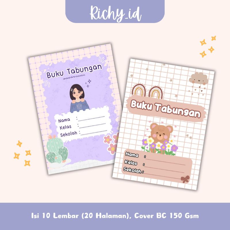 buku tabungan karakter / buku tabungan aesthetic