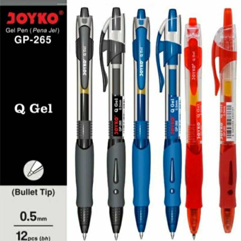 

GEL PEN JOYKO GP-265 Q GEL BOLPEN PULPEN BULLET TIP MURAH BLACK HITAM GP 265 PENA 0.5 MM MERAH BIRU GP265Q