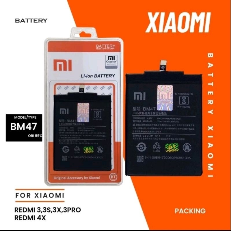 Baterai Batre Xiaomi Redmi 4X / Redmi 3S / Redmi 3 / Redmi 3X BM47 Original 100%