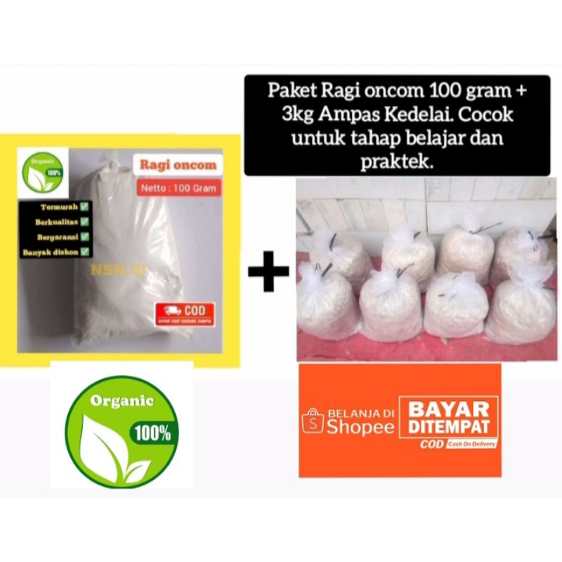 

Ragi oncom 100 gram + ampas kedelai 3kg ( paket belajar )