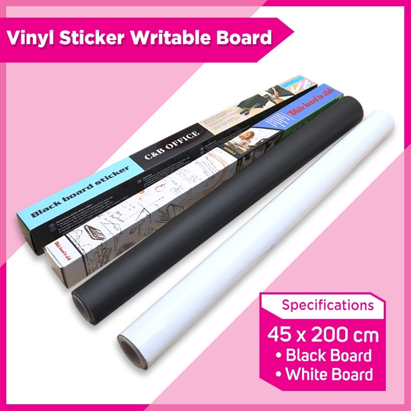 

45*200 cm Blackboard and Whiteboard Stickers Removable Hitam Putih Stiker Papan Tulis Black Board Vinyl Draw Erasable