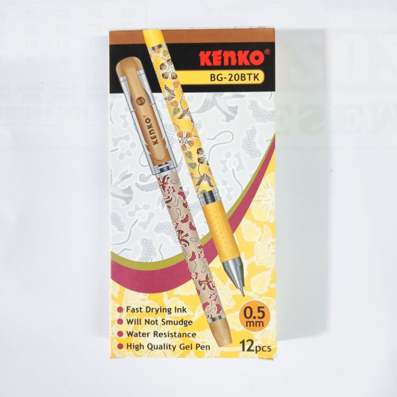 

[12pcs] Pulpen Gel Kenko BG-20 Batik 0,5mm Pen Gel Batik