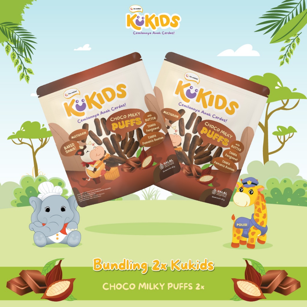 

2 Pouch Kukids Choco Milky Puffs Cemilan Anak Sehat by Ina Cookies