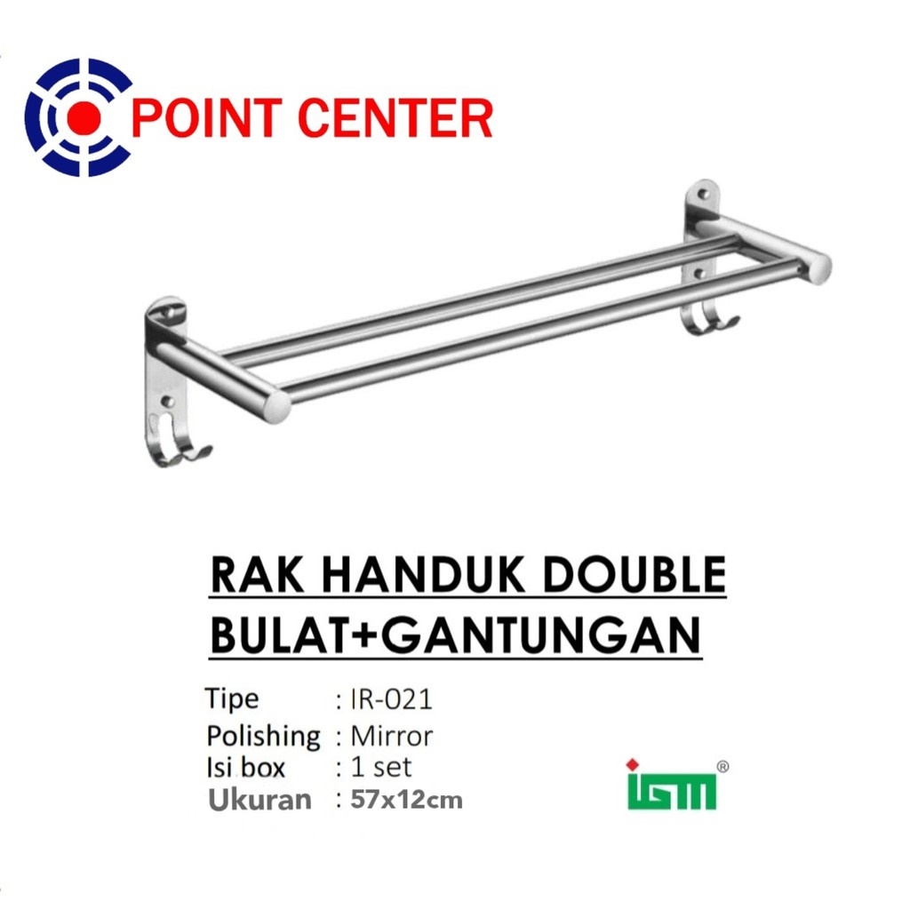 TERMURAH IGM IR-021 GANTUNGAN HANDUK TEMPEL 2 BARIS