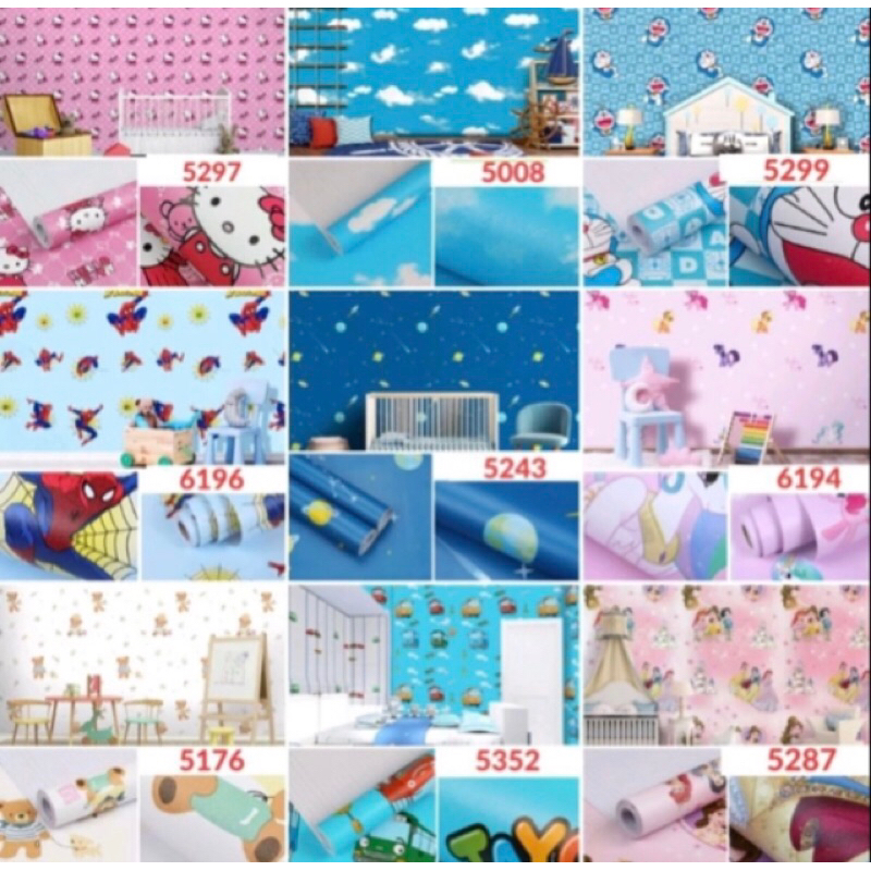 LT- WALLPAPER DINDING STIKER (10M x 45CM) MOTIF ANAK WALLPAPER STIKER KARTUN
