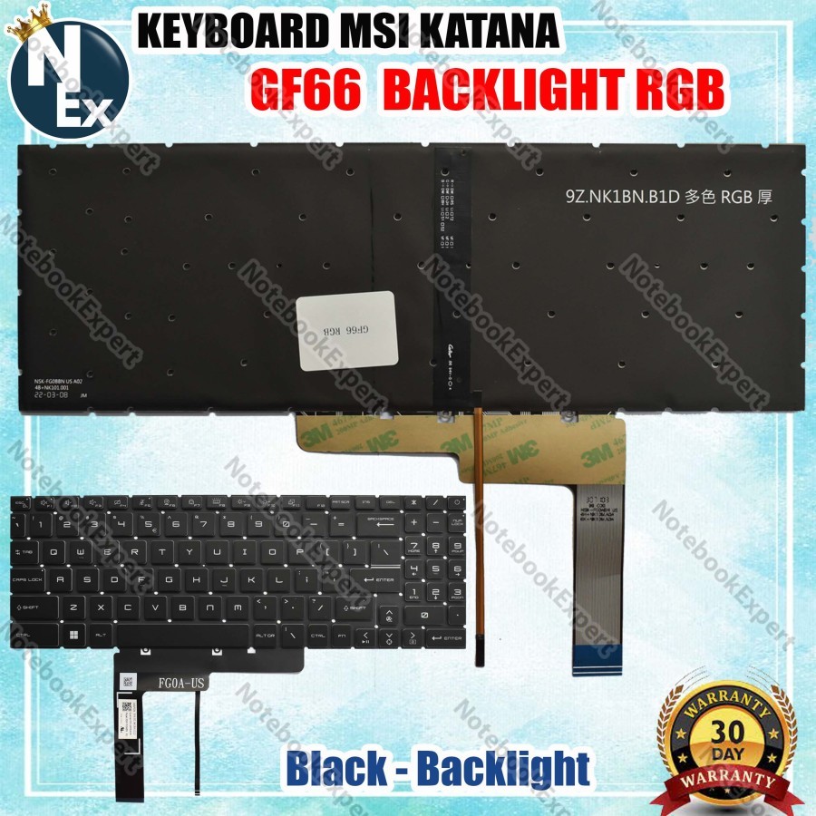 KEYBOARD MSI KATANA GF66 BACKLIGHT RGB BACKLIGHT - BLACK