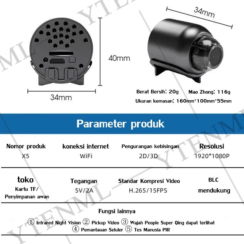 Kamera Tersembunyi Cctv Hd 1080P Kamera Vlog Mini Kamera Tersembunyi Berbentuk Baut
