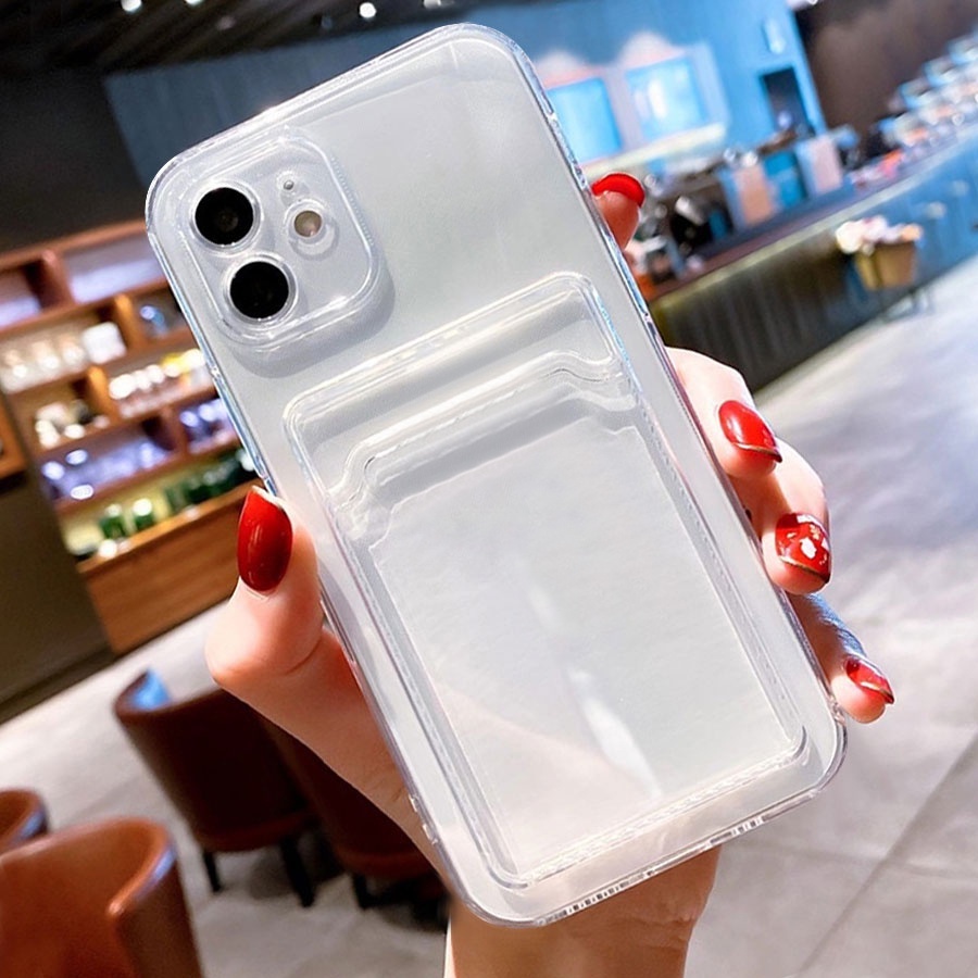 CrystalPlay silicone case iphone case iphone case card holder case photocard Case Slot Card for iPho