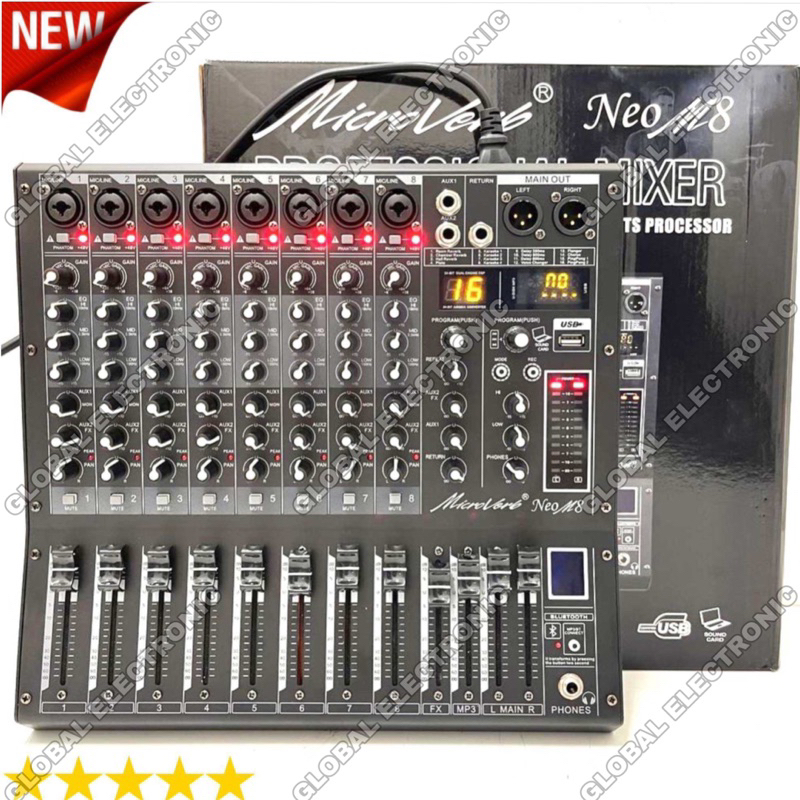 Mixer Audio Microverb Neo M8 8Channel Mixing 8 Neo m8 Bagus Murah neom8 ( Bisa COD ) 24bit Digital M