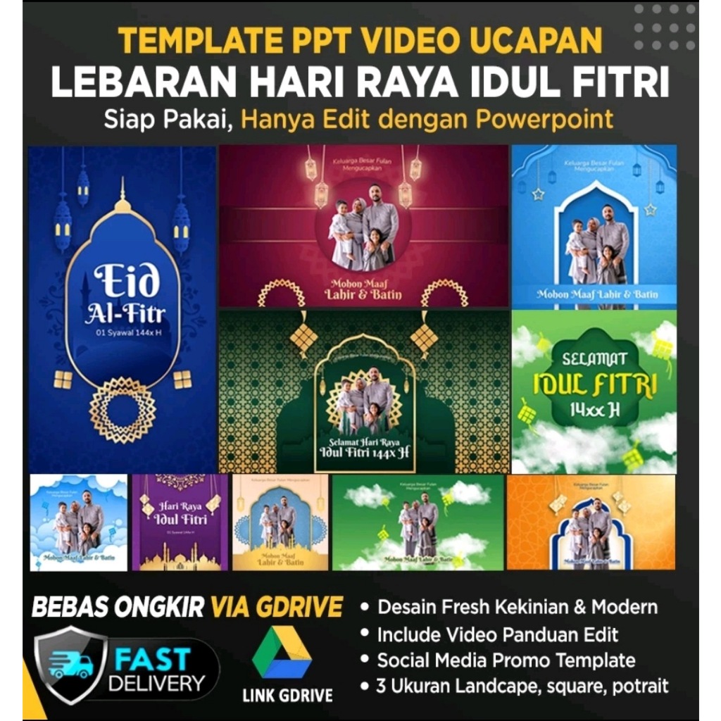 Template PPT Video Ucapan Ramadhan Lebaran Hari Raya Idul Fitri Idul Adha Gampang Edit