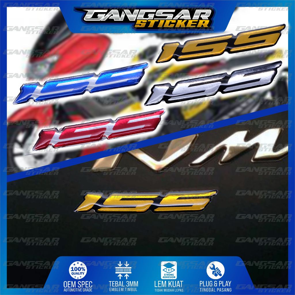 emblem 155 nmax / emblem timbul 155 nmax / sticker logo 155 yamaha / stiker logo 155 / sticker emble