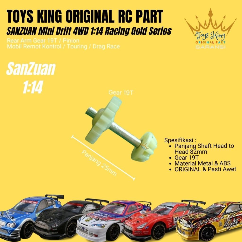 Rear Arm Gear 19T / Pinion RC Car SANZUAN Mini Drift 4WD  1:14 Racing Gold Series TOY KING ORIGINAL 