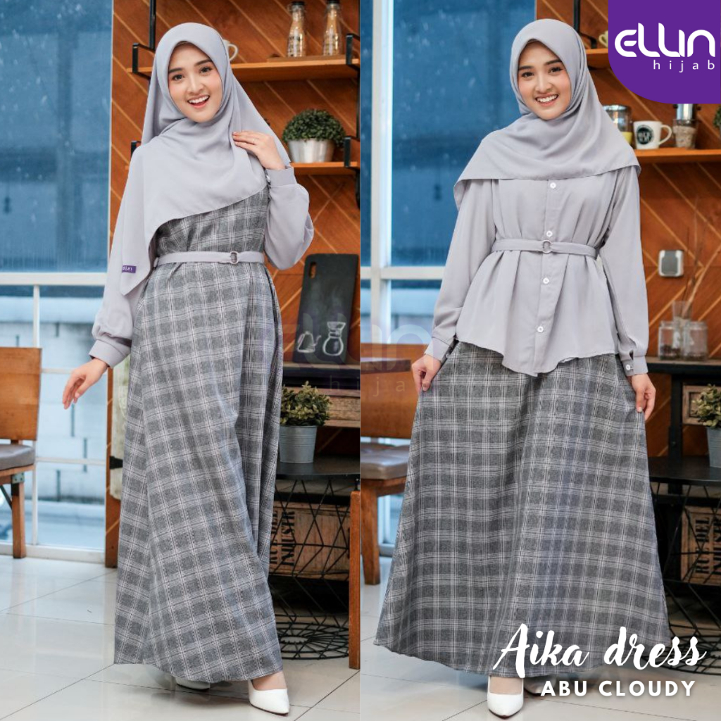 Ellin Hijab Aika Dress Overall Wanita Set Blouse 2 In 1