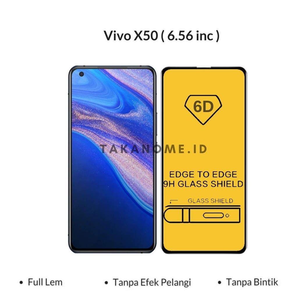 Vivo X50 Tempered Glass 9D 6D Full Cover Full Glue