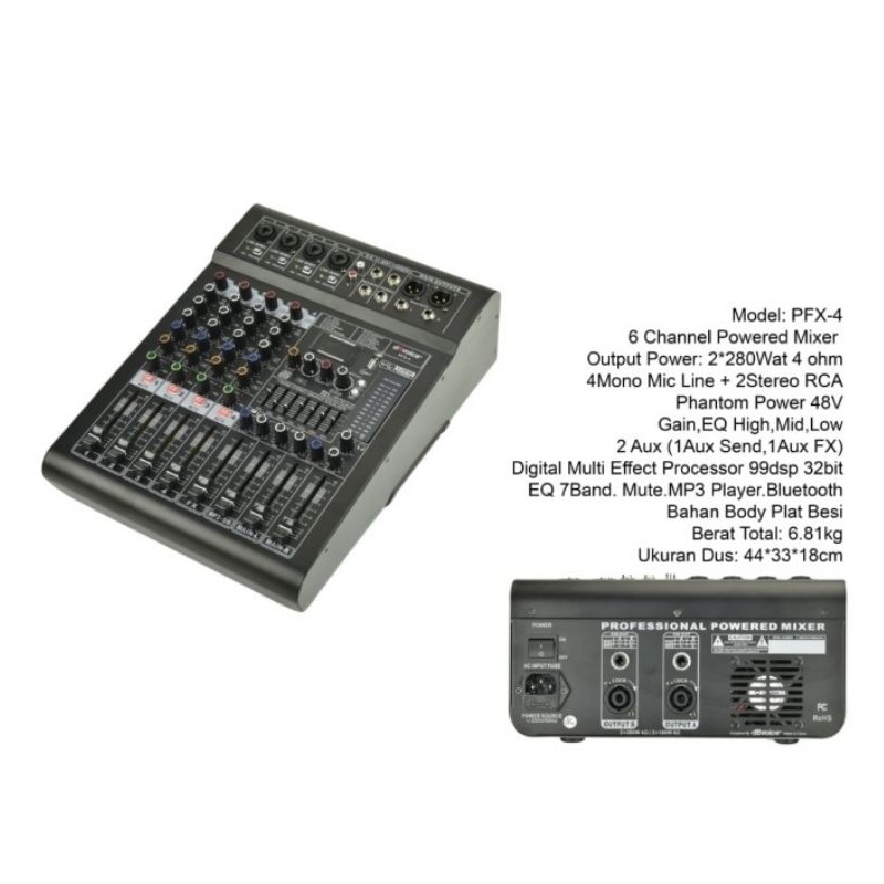 Power Mixer DbVoice PFX 4 Original Power Mixer 4 Channel Bluetooth USB