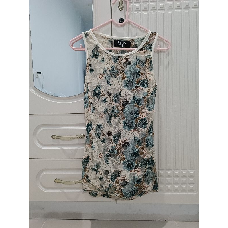 Vintage Flowie Brocade Lace Long TankTop SF