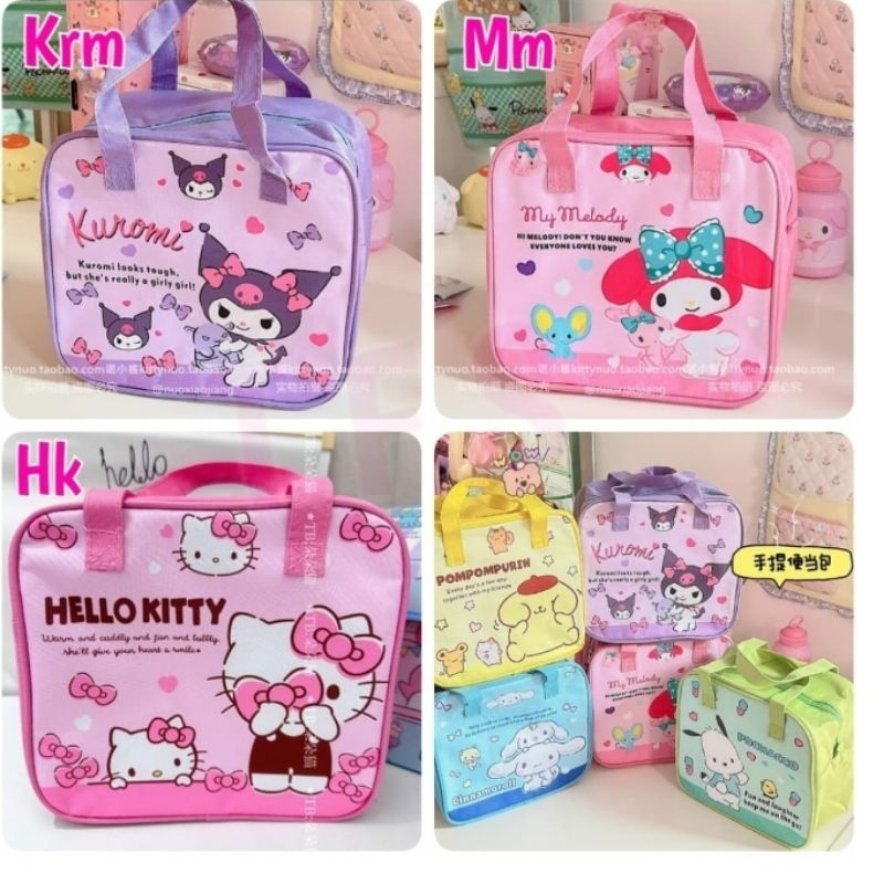 Lunchbag foil Kuromi Cinnamoroll Melody Hello Kitty Pompompurin Pochacco tas bekal cute anak dewasa