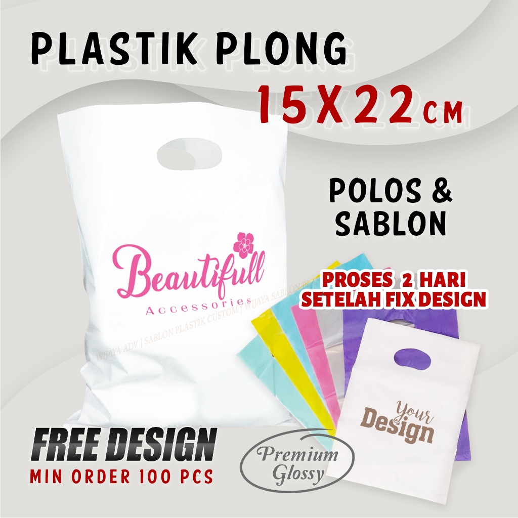 SABLON PLASTIK PLONG HD OLSHOP KOSMETIK 15X22 MURAH TEBAL SABLON CUSTOM DAN POLOS PRINT FREE DESIGN 