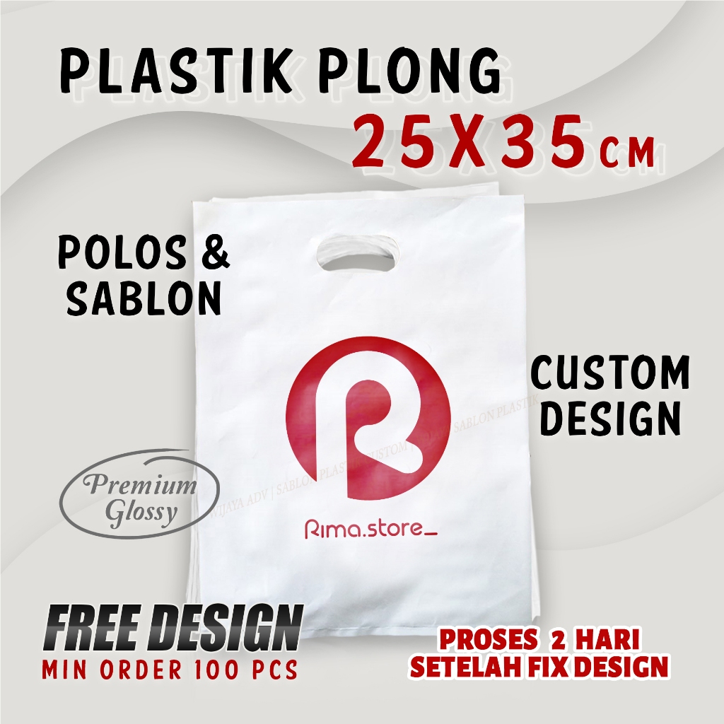 SABLON PLASTIK PLONG HD BAJU JAKET GAMIS KOSMETIK OLSHOP 25X35 UKURAN SEDANG POLOS DAN SABLON KAOS C