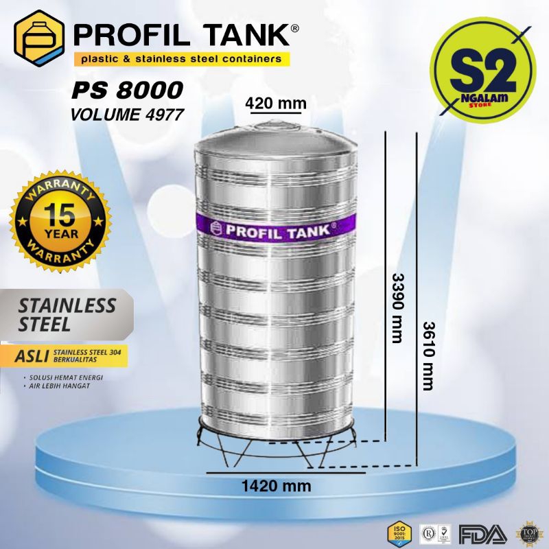 Tandon Air /Toren Air /Tangki Air - PROFIL TANK STAINLESS PS 8000 (Invoice)