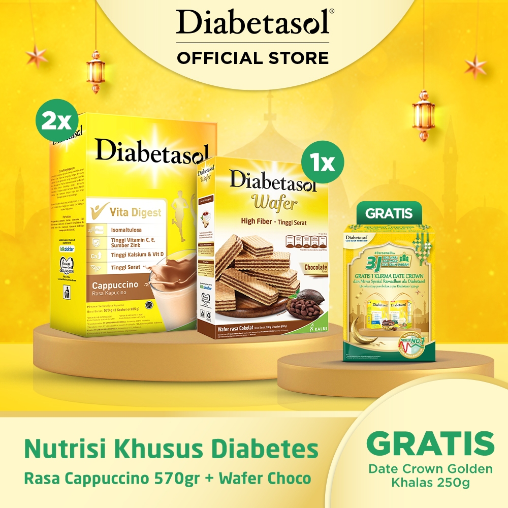 

Buy 2 Diabetasol Cappucino 570g & Wafer Chocolate Free DateKhalas 250g