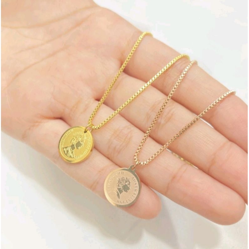 kalung titanium liontin koin style Korean