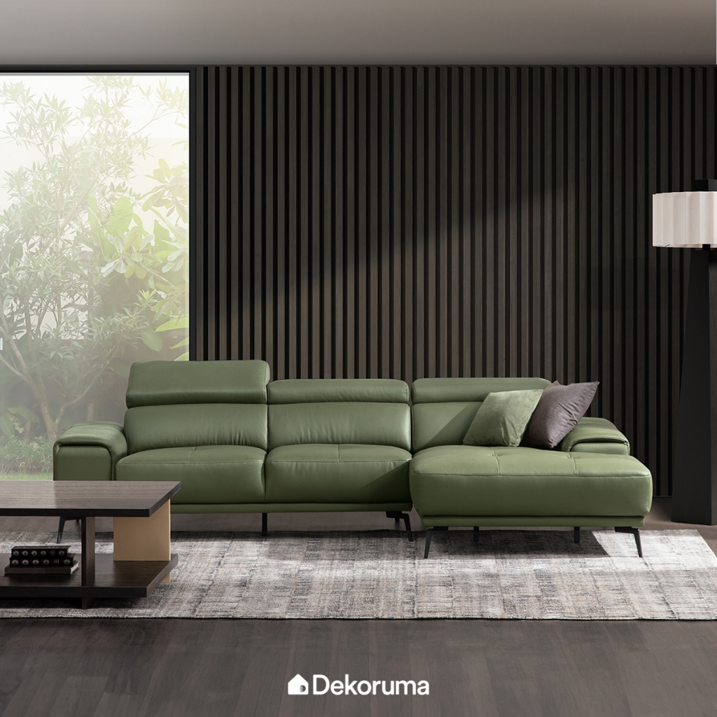 Dekoruma Tenzo LENNOX Sofa L Kiri - Hijau / Sofa Tamu L Minimalis