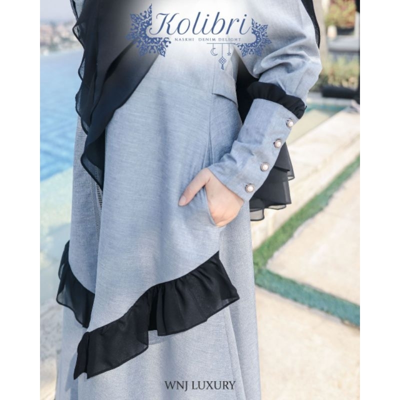 Naskhi Dress Kolibri 2024 Gamis Aja By WNJ Luxury Bahan Cotton India Kombinasi Halus Adem Pakaian Br